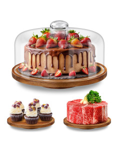 Soporte de Pastel Yangbaga 27.94 cm Giratorio con Tapa
