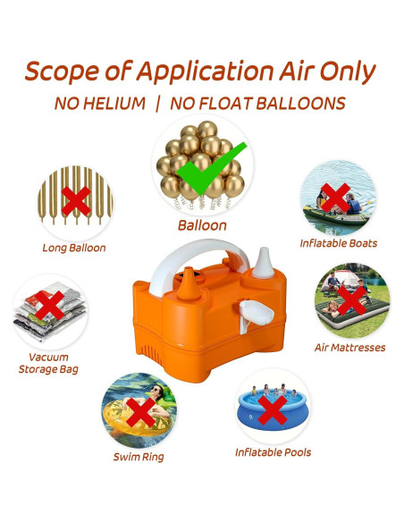 Bomba de Aire Eléctrica Beeyaky para Globos 400W Doble Boquilla Bomba de Aire Eléctrica Beeyaky para Globos 400W Doble Boquilla