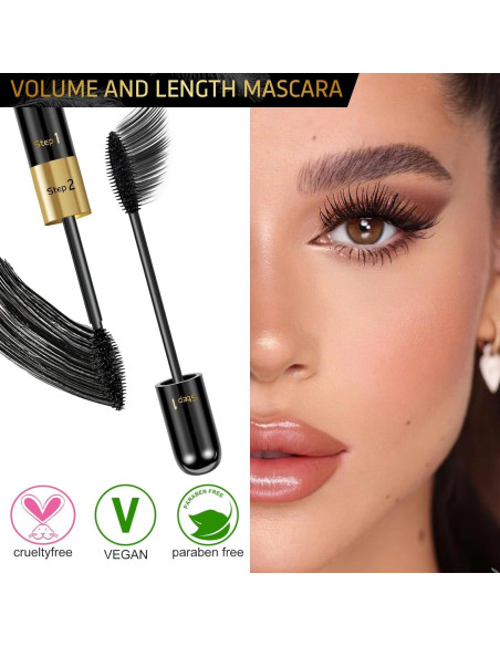Máscara 2 en 1 DRMODE Fibra de Seda Negra 4D Volumen Máscara 2 en 1 DRMODE Fibra de Seda Negra 4D Volumen
