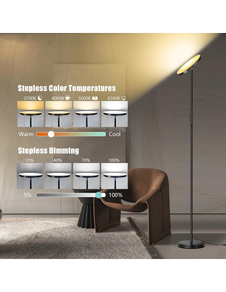 Lámpara de Pie LED Mukuxin 40W Regulable 2700K-6500K Lámpara de Pie LED Mukuxin 40W Regulable 2700K-6500K