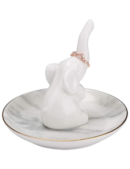 Soporte para Anillos Elefante HOME SMILE con Plato Mármol Soporte para Anillos Elefante HOME SMILE con Plato Mármol