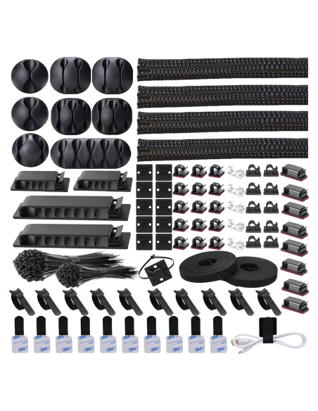 Kit Organizador de Cables 311 Piezas DRIVUU - Negro y Transparente Kit Organizador de Cables 311 Piezas DRIVUU - Negro y Transparente