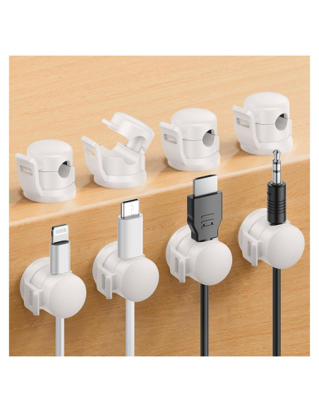 Clip de Cable LOTUNY Paquete de 8 Soporte Adhesivo Blanco Clip de Cable LOTUNY Paquete de 8 Soporte Adhesivo Blanco