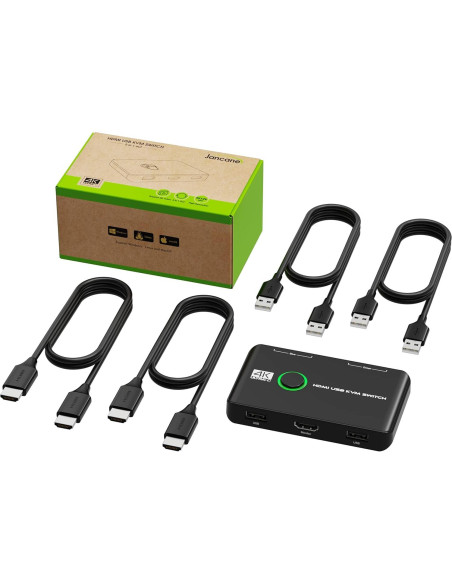 Conmutador KVM HDMI 4K Jancane 2 Puertos USB 1.2m Conmutador KVM HDMI 4K Jancane 2 Puertos USB 1.2m