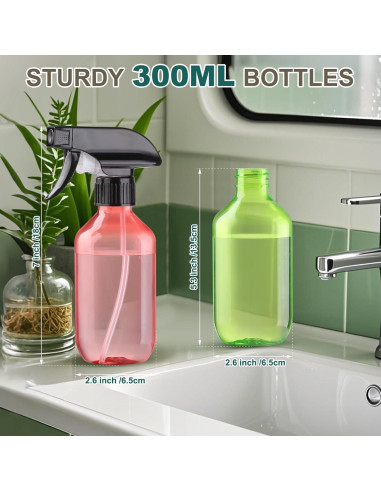 Botellas de Spray Bynccea 300 ml - 2 Paquetes Rojo y Verde