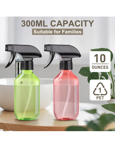 Botellas de Spray Bynccea 300 ml - 2 Paquetes Rojo y Verde