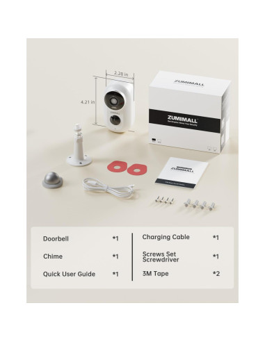 Cámara de Seguridad Inalámbrica ZUMIMALL 2K Exterior IP66