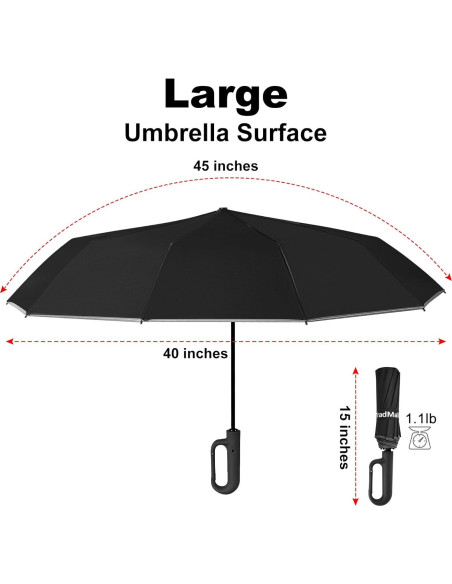 Paraguas de Viaje TradMall 280T Automático Compacto Negro Paraguas de Viaje TradMall 280T Automático Compacto Negro