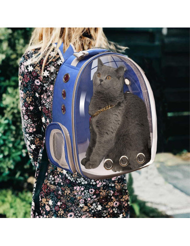 Mochila Transportadora Goxeon para Gatos Azul 31x29x42 cm