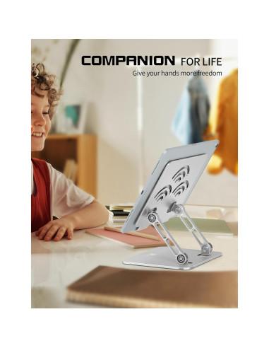 Soporte de Tableta Ajustable ToBeoneer Aluminio Plata 35,56 cm