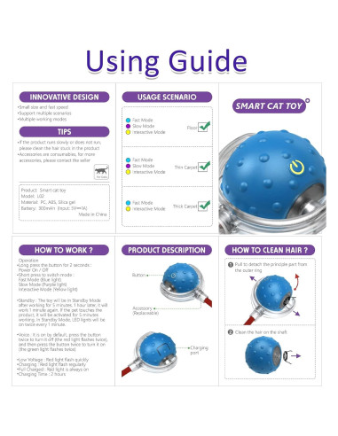 Bola Interactiva para Gatos Giociv L02 Azul con Sonido