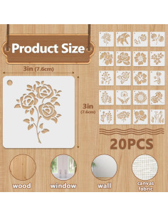 20 Plantillas Reutilizables de Flores 7.62 cm Resflyar 2