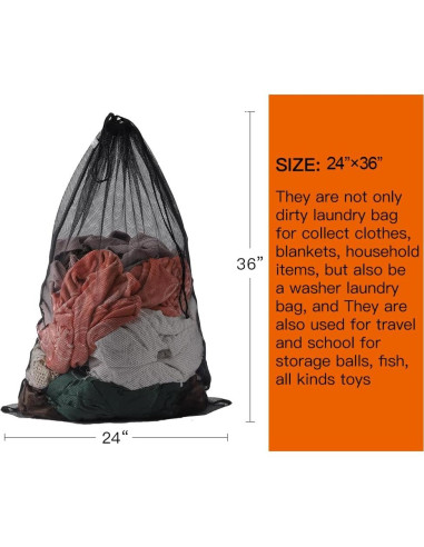 Bolsa de Lavandería Kimmama Malla Gruesa 61x91 cm Negra