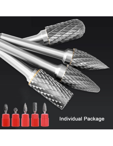 Juego de Fresas Rotativas ASNOMY 5PCS Carburo Doble Corte 10mm