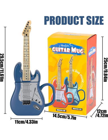 Taza de cerámica guitarra eléctrica LUCYLANKER 0.44 L
