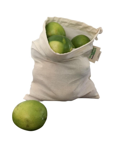Set de 6 Bolsas Reutilizables de Algodón Orgánico - 2 Grandes, 2 Medianas, 2 Pequeñas