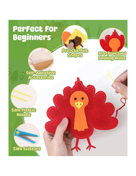 Kit de Costura para Niños YEETIN Granja 12 Animales de Fieltro Kit de Costura para Niños YEETIN Granja 12 Animales de Fieltro
