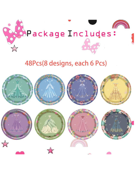 40 Platos de Papel Desechables Daapiishuu 17.78 cm Princesa 40 Platos de Papel Desechables Daapiishuu 17.78 cm Princesa