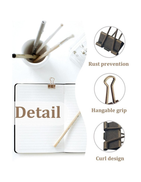 Clip de Carpeta Bronce SHAOMAN 25-Pack 2, 3 y 3.2 cm Clip de Carpeta Bronce SHAOMAN 25-Pack 2, 3 y 3.2 cm
