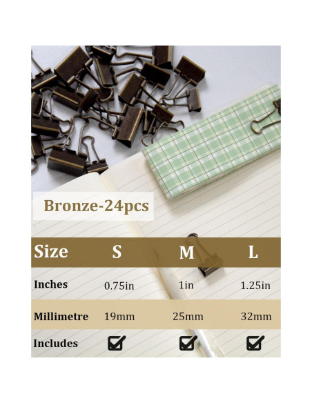 Clip de Carpeta Bronce SHAOMAN 25-Pack 2, 3 y 3.2 cm Clip de Carpeta Bronce SHAOMAN 25-Pack 2, 3 y 3.2 cm