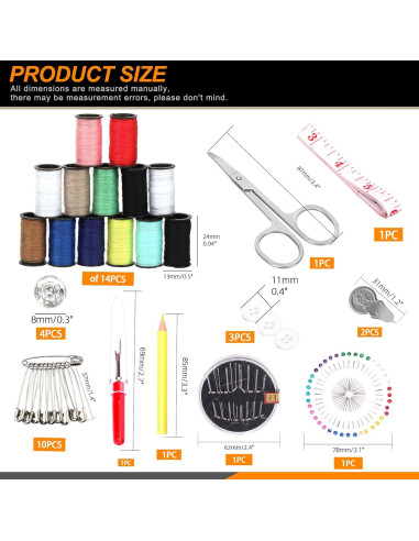 Kit de Costura Rustark 98 Piezas con Bolsa Portátil