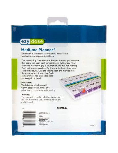 Organizador de Pastillas Semanal Ezy Dose Extra Grande 4 Dosis