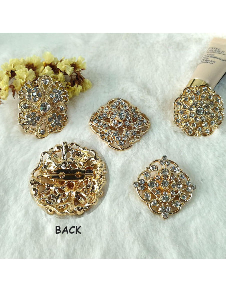 Kit de Broches de Rhinestone Yhsheen 14 Piezas Oro para Boda Kit de Broches de Rhinestone Yhsheen 14 Piezas Oro para Boda