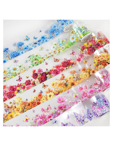 6 Rollos de Cinta Washi PET DAPUTOU 50mm Flores Transparentes 6 Rollos de Cinta Washi PET DAPUTOU 50mm Flores Transparentes