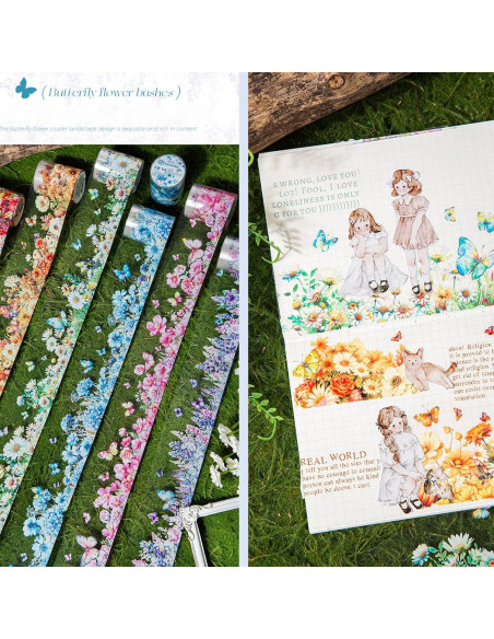 6 Rollos de Cinta Washi PET DAPUTOU 50mm Flores Transparentes 6 Rollos de Cinta Washi PET DAPUTOU 50mm Flores Transparentes