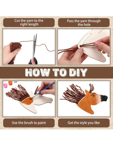 Kit de Manualidades Geelin 24 Piezas Caballo Madera DIY