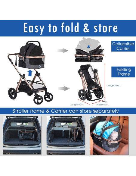 Carrito de Lujo para Mascotas HPZ Pet Rover Prime 3 en 1 - Negro Carrito de Lujo para Mascotas HPZ Pet Rover Prime 3 en 1 - Negro
