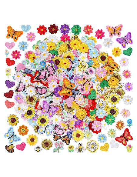 Parches de Hierro NICEVINYL 120PCS Bordados Coloridos para Ropa Parches de Hierro NICEVINYL 120PCS Bordados Coloridos para Ropa