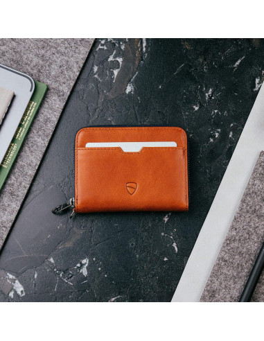 Billetera de cuero Vaultskin Mayfair con bloqueo RFID - 10.5x7.9cm
