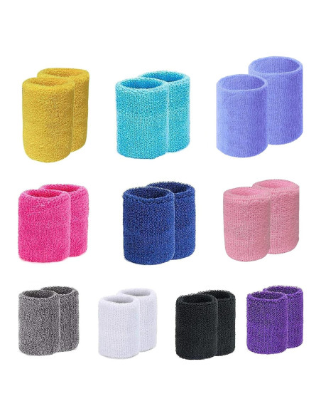 10 Pares de Bandas de Sudor Magicorange para Muñecas - Algodón Absorbente 10 Pares de Bandas de Sudor Magicorange para Muñecas - Algodón Absorbente