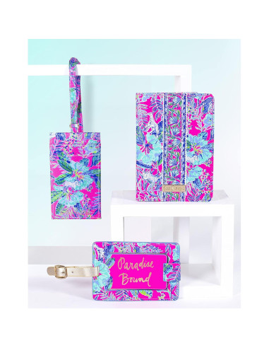 Porta Pasaporte de Cuero Vegano Lilly Pulitzer Rayas Lil Earned