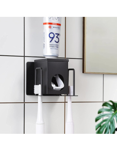 Soporte para Cepillos de Dientes HANZE con Dispensador Negro