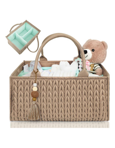 Organizador de Pañales MOMINSIDE Marrón, Caddy Portátil para Bebés
