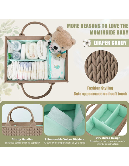 Organizador de Pañales MOMINSIDE Marrón, Caddy Portátil para Bebés Organizador de Pañales MOMINSIDE Marrón, Caddy Portátil para Bebés