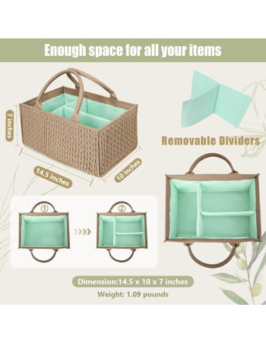 Organizador de Pañales MOMINSIDE Marrón, Caddy Portátil para Bebés