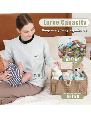 Organizador de Pañales MOMINSIDE Marrón, Caddy Portátil para Bebés