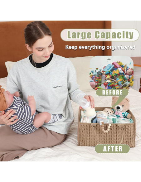Organizador de Pañales MOMINSIDE Marrón, Caddy Portátil para Bebés Organizador de Pañales MOMINSIDE Marrón, Caddy Portátil para Bebés