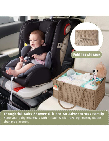 Organizador de Pañales MOMINSIDE Marrón, Caddy Portátil para Bebés