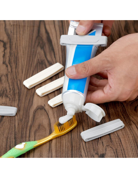 Exprimidor de Tubos de Pasta de Dientes Calary 6 Piezas Gris y Blanco Exprimidor de Tubos de Pasta de Dientes Calary 6 Piezas Gris y Blanco