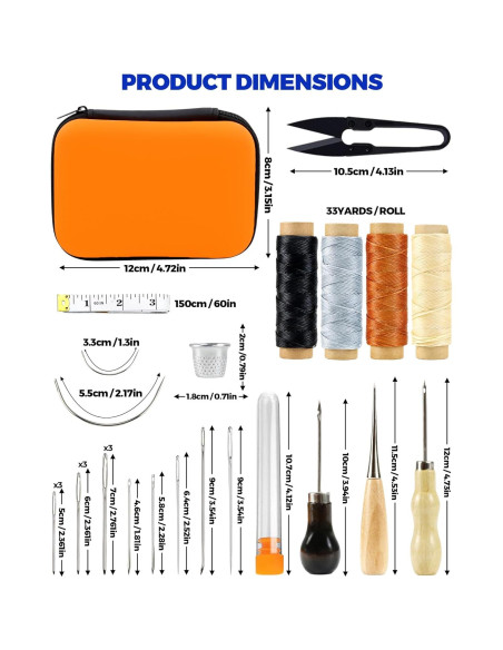 Kit de Reparación de Cuero PLANTIONAL 31 Piezas con Estuche Kit de Reparación de Cuero PLANTIONAL 31 Piezas con Estuche