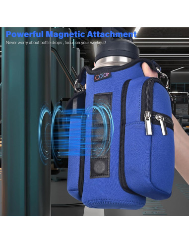 icolor Bolsa de Gimnasio Magnética Portabotellas con Bolsillos