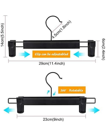 Perchas para Pantalones con Clips Lamitocs 10 Pcs Negro Perchas para Pantalones con Clips Lamitocs 10 Pcs Negro