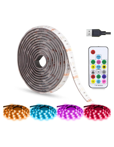 Tira de luces LED RGB 2M abtong con control remoto RF