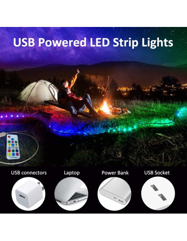 Tira de luces LED RGB 2M abtong con control remoto RF
