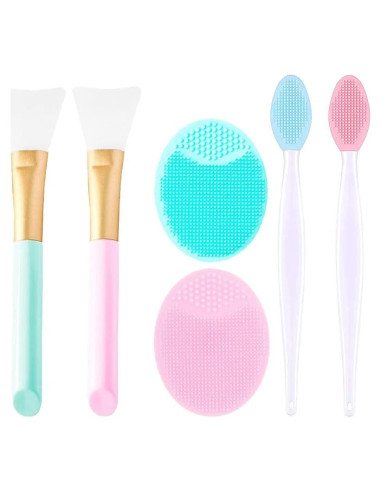 Juego de 6 Brochas de Silicona SQULIGT para Facial y Labios