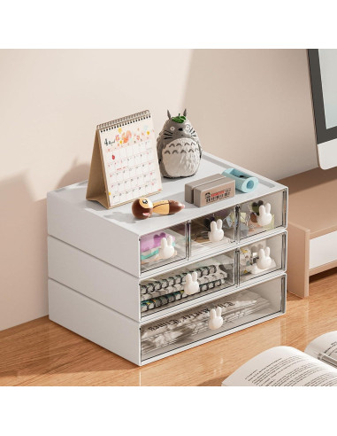 Organizador de Escritorio Marbrasse 6 Cajones Apilables ABS
